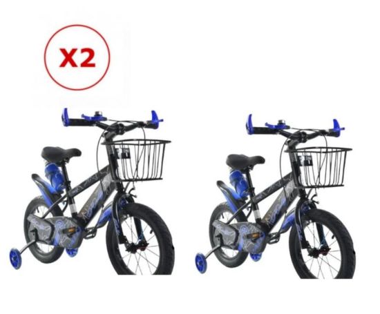 صورة دراجتين أطفال للمغامرات زرقاوتين بسلة امامية مقاس 12,14,16